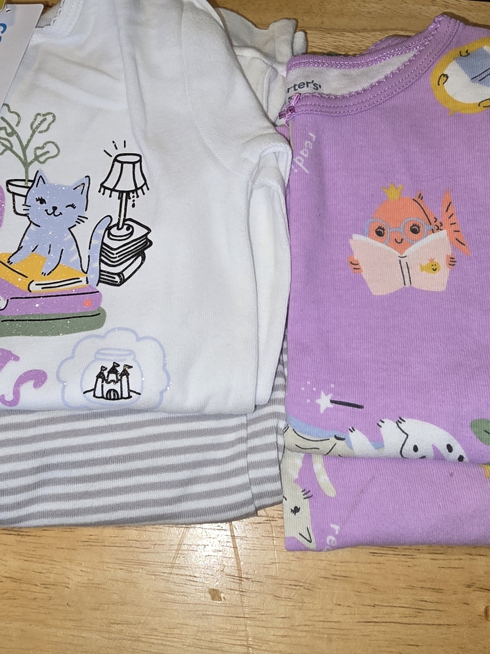 Carter’s Girls Pajamas Size 5 2 Pack NWT Cotton PJ Set Book Theme Pink White